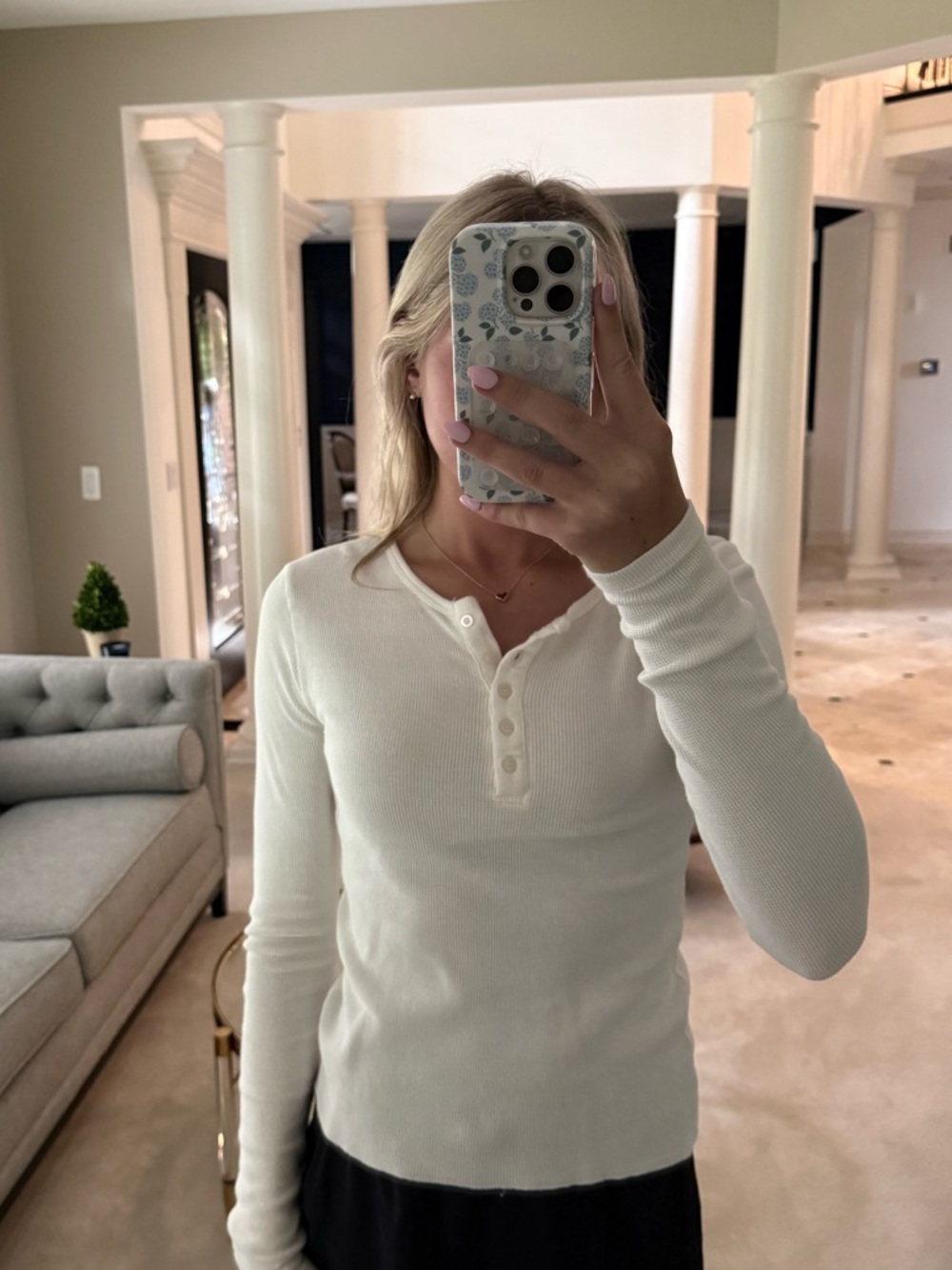 brandy white waffle long sleeve
